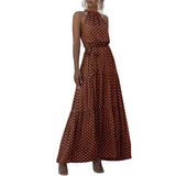 Beth Dutton Bohemian Dress Summer Spring Midi Dresses Summer Waist-Controlled Lace-up Long Dress