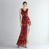 Sequin Evening Dress Split Long Sequined Fishtail Skirt