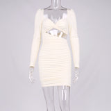 Bella Hadid Dress Sexy Pleated Hollow Backless Sheath Skirt Dress