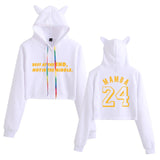 In Memory of Kobe Hoodie Kobe Peripheral Printed Women's Navel Cat Ears Hooded Sweater