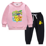 Children Pokemon Pikachu Hoodie & Pant Set Fleece Lined Padded Warm Keeping Winter Clothes Sweatershirt Suit