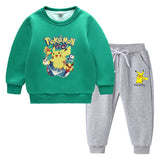 Children Pokemon Pikachu Hoodie & Pant Set Fleece Lined Padded Warm Keeping Sweatshirt Set
