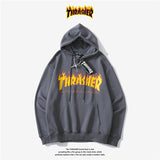 Thrasher Hoodie Sweater Hooded Velvet Padded Loose Long Sleeve