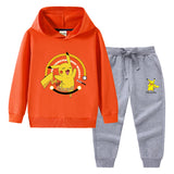 Children Pokemon Pikachu Hoodie & Pant Set Hooded Sweater Trousers Two-Piece Baby Cotton Sweater Set