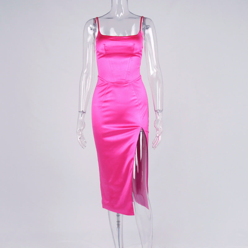 Bella Hadid Dress Sexy Hip Spaghetti Straps Dress