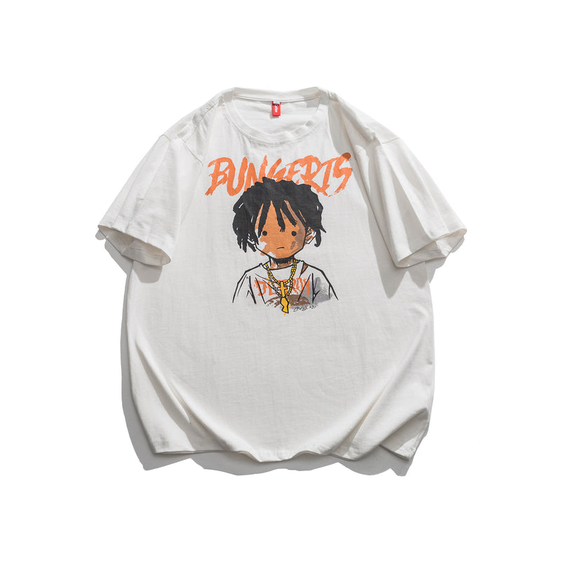 2022 Summer Man Outfits Cartoon Printed Short Sleeve