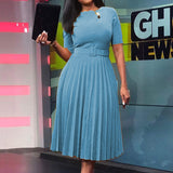 Mariah Carey See through Dress plus Size High Waist Fashion Pleated Dress