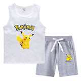 Children Pokemon Pikachu Tshirts & Shorts Vest Middle Pants Sports Casual Thin Two Pieces