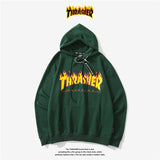 Thrasher Hoodie Sweater Hooded Velvet Padded Loose Long Sleeve