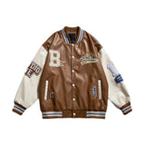 All Star Varsity Jacket Vintage PU Leather Embroidered Jacket