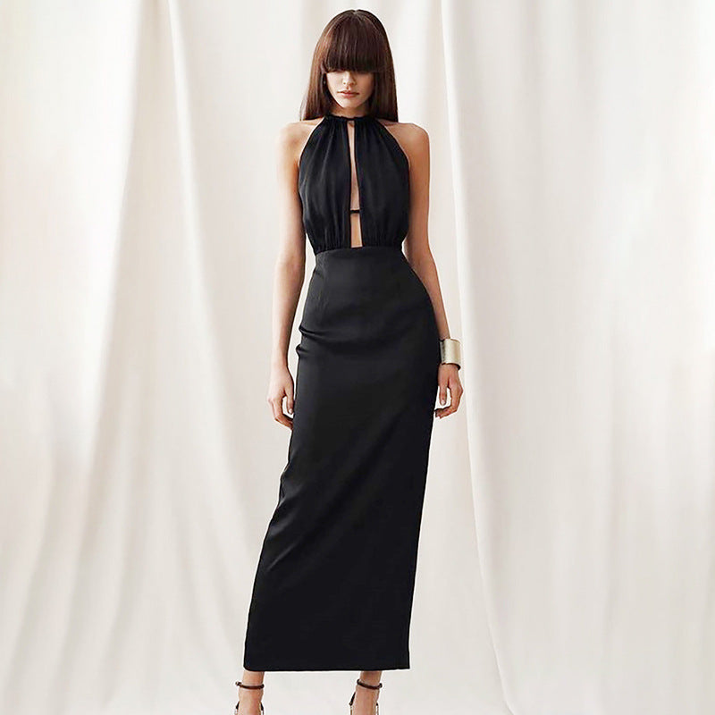 Bella Hadid Dress Hollow-out Long Dress Suspender Skirt Elastic and Comfortable