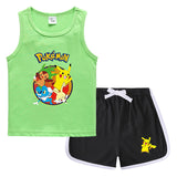Children Pokemon Pikachu Tshirts & Shorts Vest Middle Pants Casual Sweat Wicking Suit