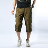 Men's Capris Pants below the Knee Shorts Summer Cargo Pants plus Size Shorts Men's Outdoor Casual Cotton Cropped Pants Men