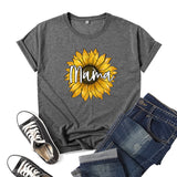 Boy Mama T Shirts Sunflower Mama Printed Short Sleeve round Neck T-shirt