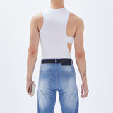 Rave Outfits Men Vest Hollow Knitted Sleeveless