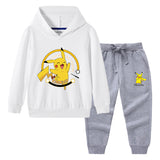 Children Pokemon Pikachu Hoodie & Pant Set Hooded Sweater Trousers Two-Piece Baby Cotton Sweater Set