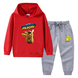 Children Pokemon Pikachu Hoodie & Pant Set Hooded Sweater Trousers Two-Piece Baby Cotton Sweater Set