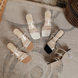 Nude Block Heel Sandals Summer Transparent Strap Sandals