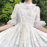 Gothic Lolita Harajuku Style Clothing Chiffon Cute Lace Lined Lolita Chiffon Half Sleeve Shirt