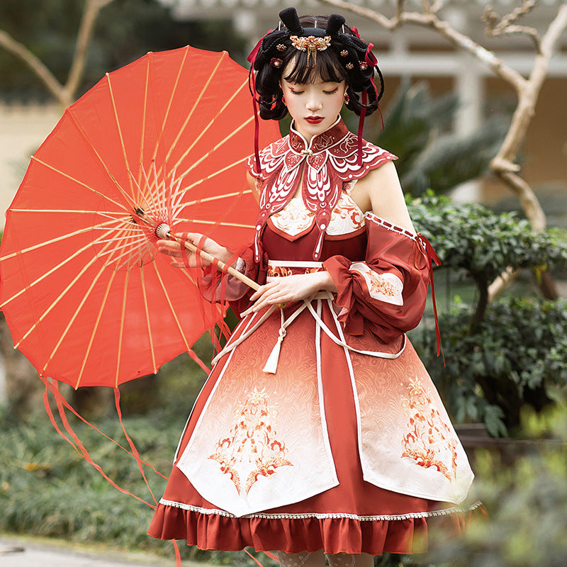 Gothic Lolita Harajuku Style Clothing Chinese Style Lolita Dress Fengming JSK Retro Element Skirt Improved Hanfu Women