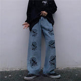 Anime Print Jeans Denim Pants Autumn and Winter Printing for men Loose Straight for men and Wofor men Jeans