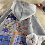 Tom and Jerry Hoodie Plus Velvet Thickening