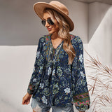 Beth Dutton Outfits Autumn Lace Romantic Holiday Printed Top for Women