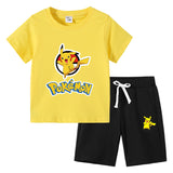 Children Pokemon Pikachu Tshirts & Shorts Cotton Short Sleeve Shorts Two Pieces Neutral