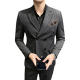Double Brewed Seersucker Suit Winter Men's Suit Slim Fit Casual