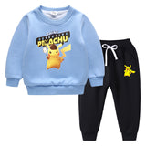 Children Pokemon Pikachu Hoodie & Pant Set Fleece Lined Padded Warm Keeping Winter Clothes Sweatershirt Suit