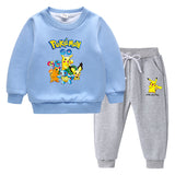 Children Pokemon Pikachu Hoodie & Pant Set Fleece Lined Padded Warm Keeping Winter Clothes Sweatershirt Suit