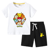 Children Pokemon Pikachu Tshirts & Shorts Cotton Short Sleeve Shorts Two Pieces Sports Loose
