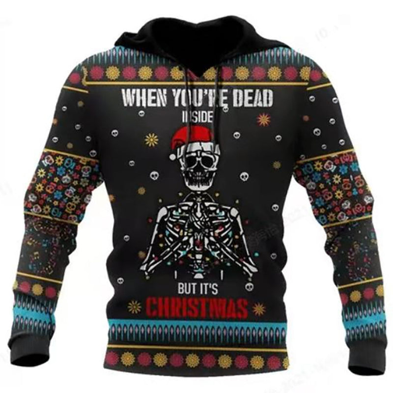 Black Christmas Sweater Christmas 3D Skull Print Hoodie