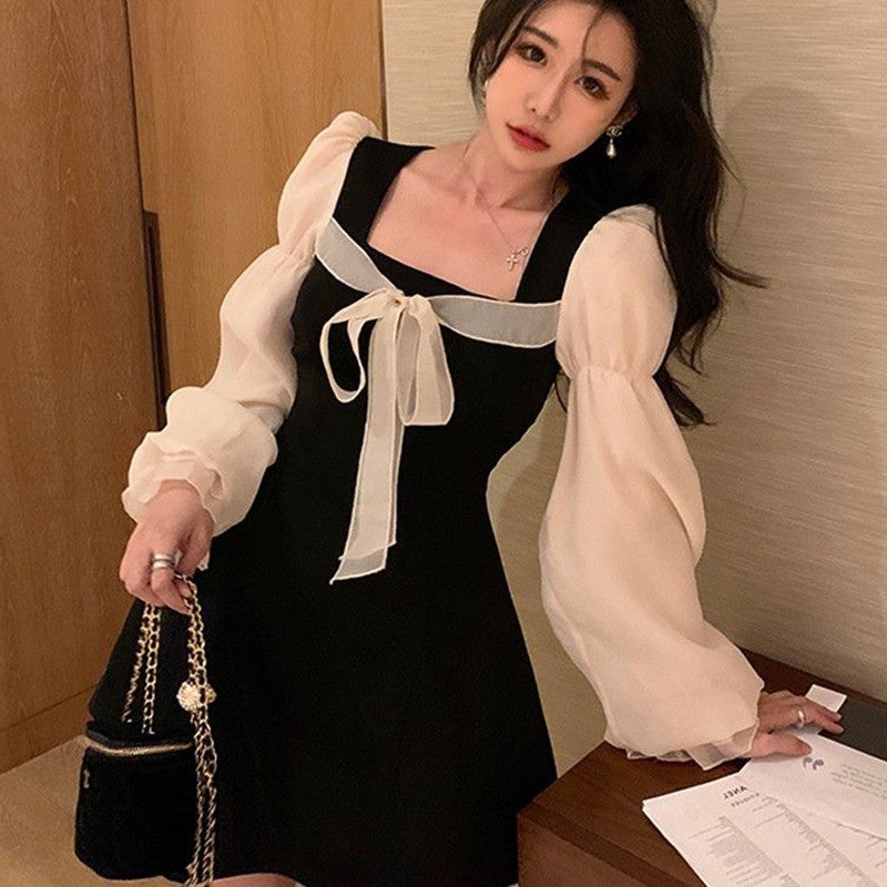 Fairy Dress Hepburn Style Retro French Little Black Dress Temperament Fairy Dress Spring and Autumn