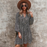 Beth Dutton Outfits Long Sleeve Leopard Print Stud for Autumn and Winter Printed Dress