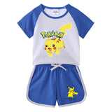 Children Pokemon Pikachu Tshirts & Shorts Short-Sleeved T-shirt Shorts Casual Sports Two-Piece Neutral
