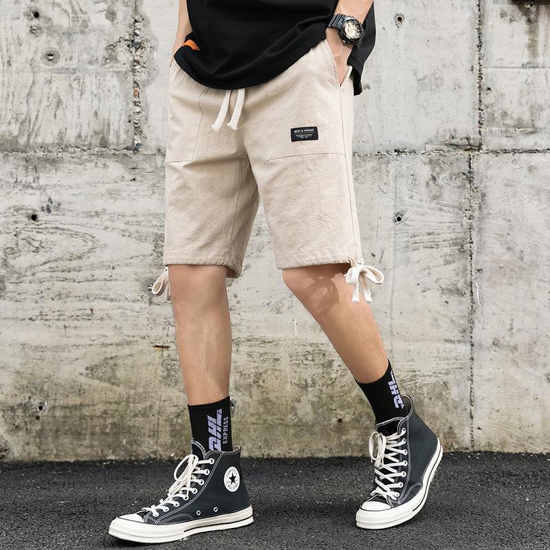 Linen Pants Straight Leg Pants Drawstring Lightweight Elastic Beach Pants Summer Men's Casual Pants Loose