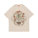 Man Tees Skull Rose Design Short Sleeve T-shirt
