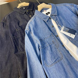 Denim Shirts Men's Long Sleeve Baggy Coat
