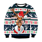 Ugly Christmas Sweater Autumn Deer Print round Neck Long Sleeve Sweater Couple Wear