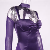 Bella Hadid Dress Stitching Mesh Camisole Dress