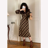 Beth Dutton Yellowstone Dresses Winter Autumn Midi Dresses Retro Plaid Dress for Women