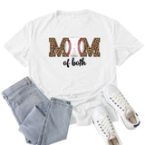 Boy Mama T Shirts Baseball Mama Leopard Print Letter Print T-shirt