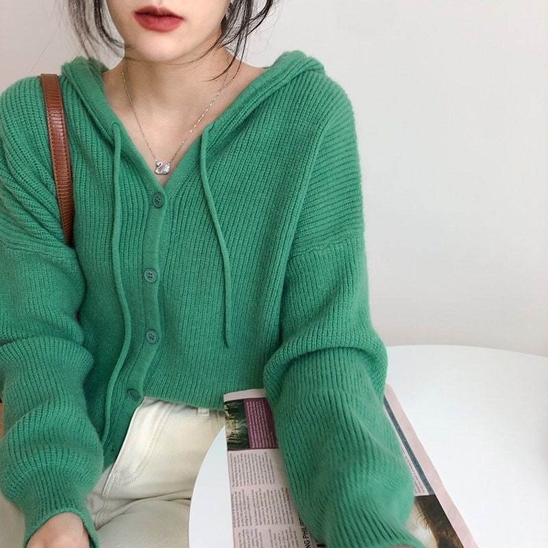 Preppy Aestitic Outfits Knitted Cardigan