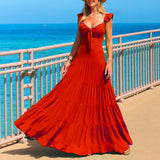 Women Bohemian Dress Summer Sexy Chest Wrap Backless Dress
