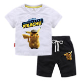 Children Pokemon Pikachu Tshirts & Shorts Cotton Short Sleeve Shorts Two Pieces Neutral
