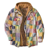 Mens Flannel Jacket with Hoodie Thickened Cotton-Padded Coat Printing Hooded Hooded Jacket Coat Shirt Men