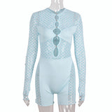 Kesha Black Dress Women's Sexy Slim-Fit See-through Hollow Mesh Jumpsuit