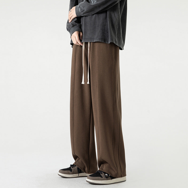 Men Sweatpants Side Pattern Sports Wide Legs Loose Casual