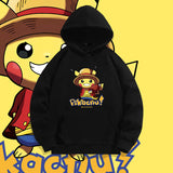 Men and Women Pokemon Pikachu Hoodie Loose Shoulder Long Sleeve Top Clothes
